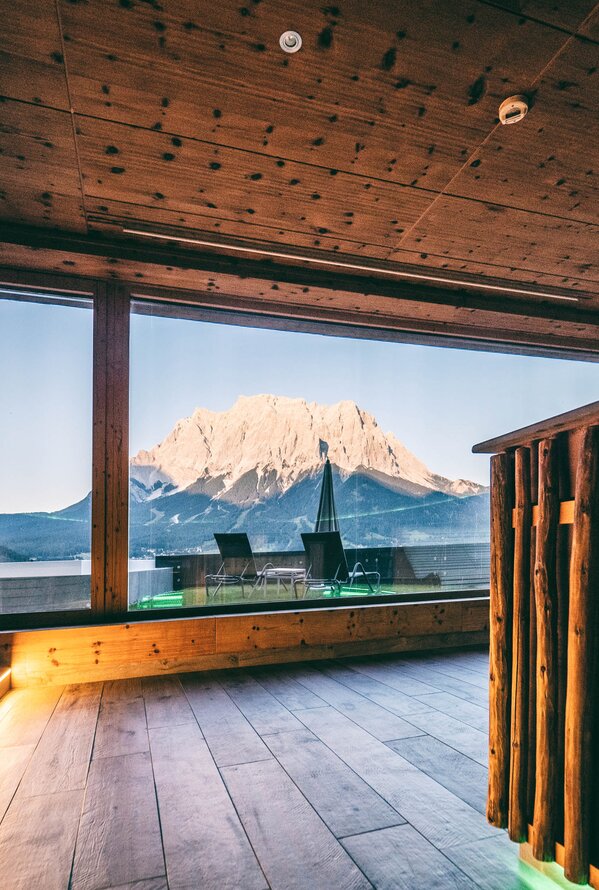 Wooden Sauna with Mountain View | Best Alpine Wellness Hotel Post, Tyrol