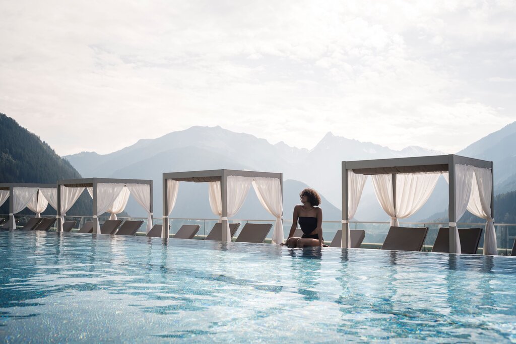 Outdoor sports pool | Best Alpine Wellness Hotel Stock, Zillertal