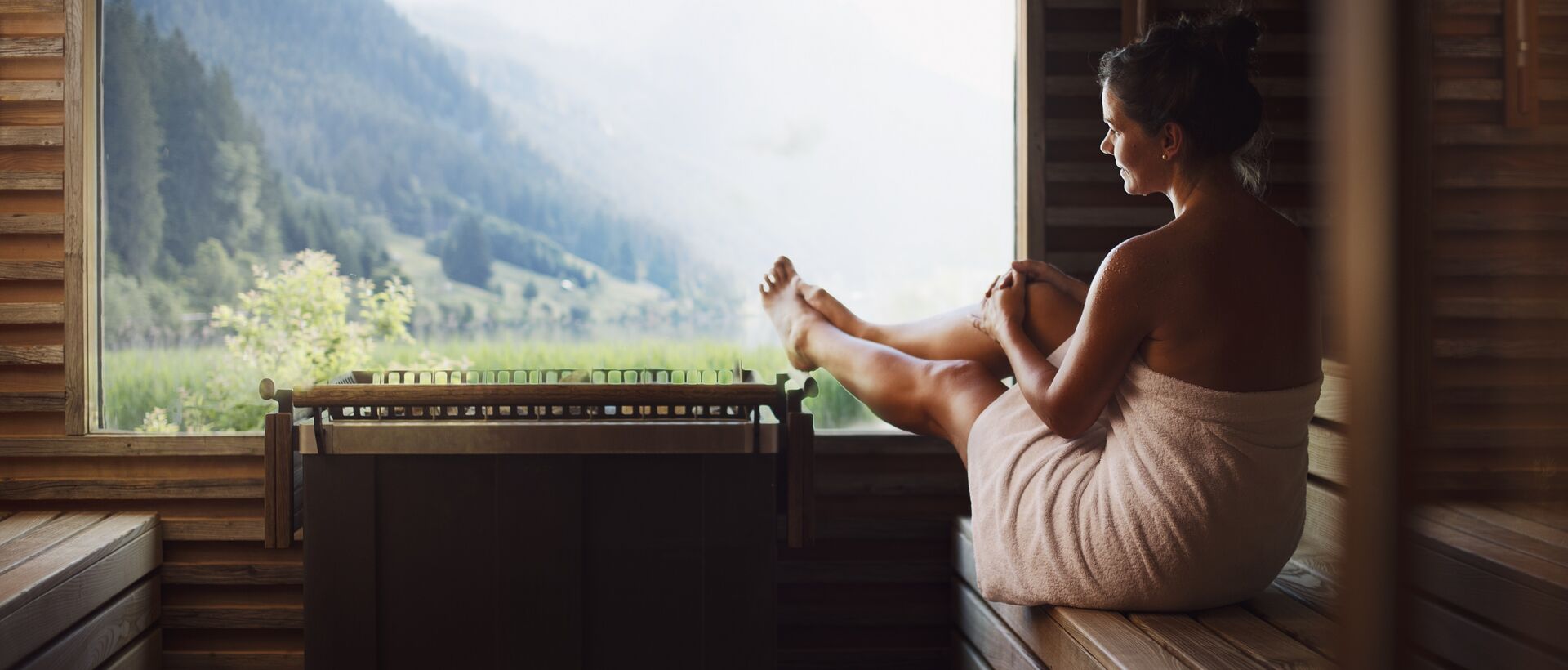 Relaxing in the wood sauna Relaxing in the wood sauna | wellness vacation in Austria & South Tyrol