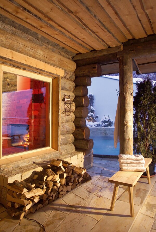 Sauna in winter | Best Alpine Wellnesshotel Stock, 5 Star Resort in the Zillertal