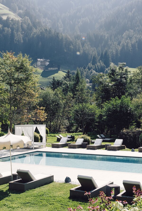 Outdoor pool with mountain view 