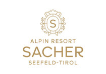 Logo Alpin Resort Sacher Seefeld-Tirol mit stilisiertem "S" in floralem Ornament