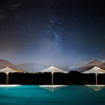 Pool Area at Night | Wellnesshotel Gmachl, Austria