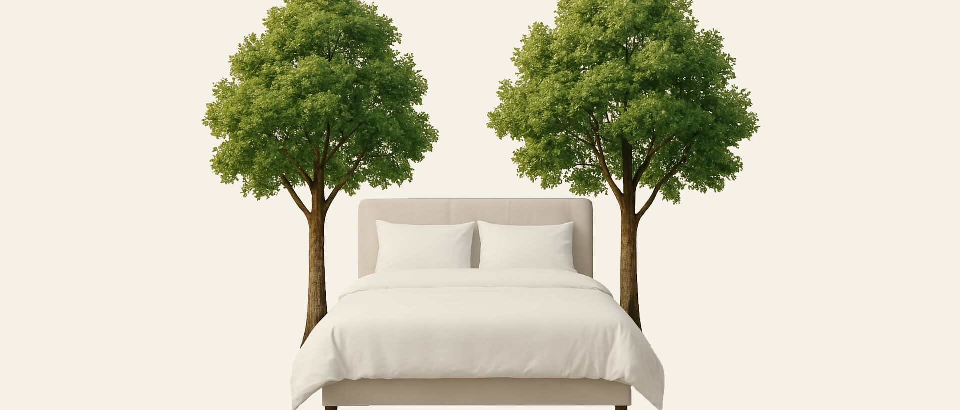 Bed between two trees – nature-inspired sleep and pure relaxation.