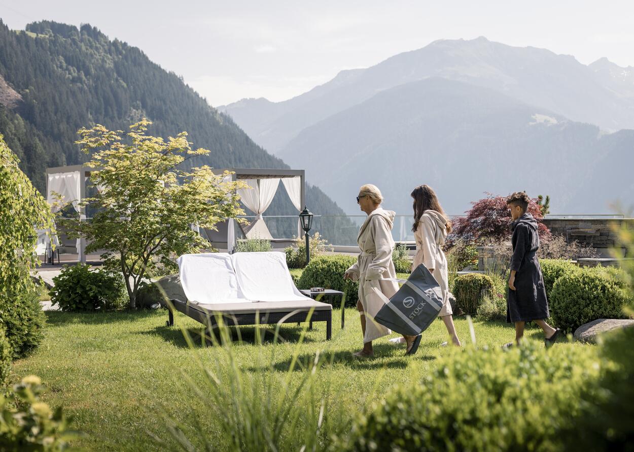 Sunbathing lawn | Best Alpine Wellness Hotel Stock, Austria