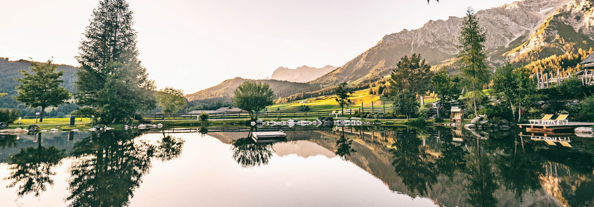 Nature Swimming Pond with Mountain View | Wellnesshotel Übergossene Alm, Austria