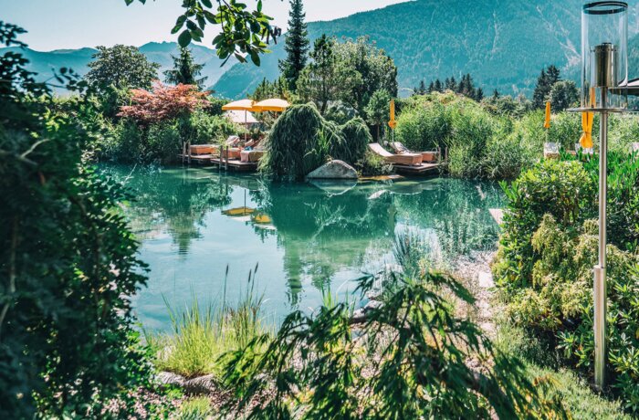 Garden with Bathing Pond | 5 Star Wellnesshotel Alpenrose, Achensee