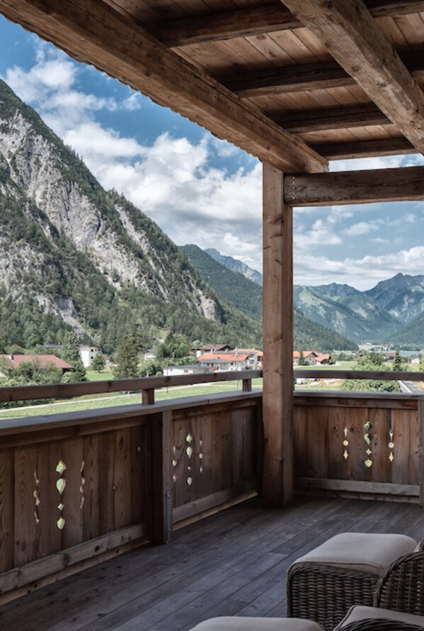 The Balcony's Panorama View of the silent Alps | Best Alpine Wellness Hotel Alpenrose, Achensee