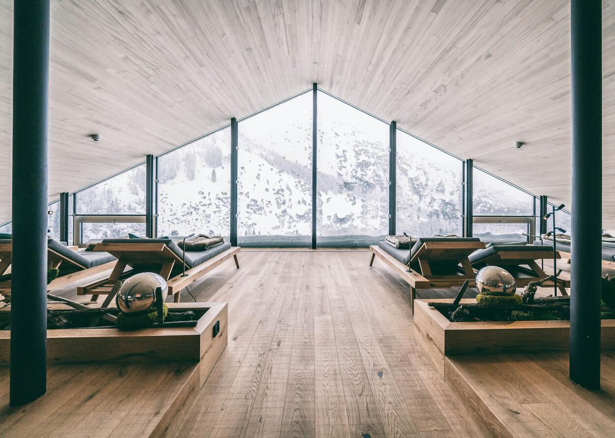 Panorama relaxation room | Best Alpine Wellnesshotel Warther Hof, Arlberg